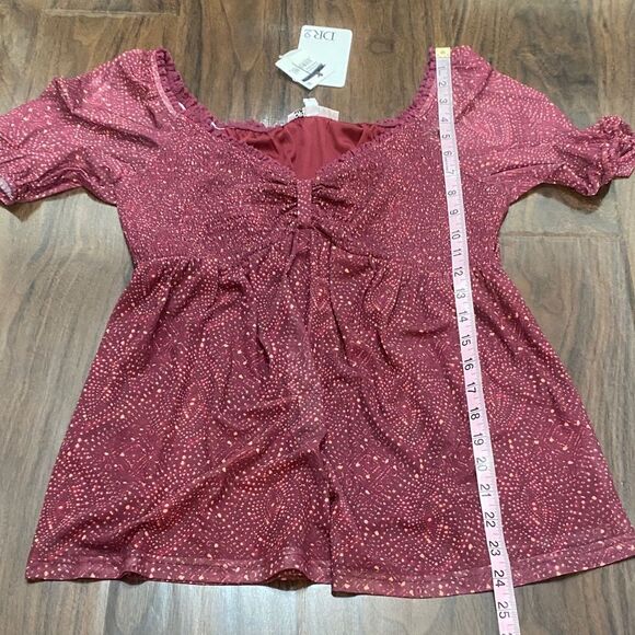 DR2 Daniel Rainn Blouse Smocked Sheer Sleeve - Picture 6 of 8